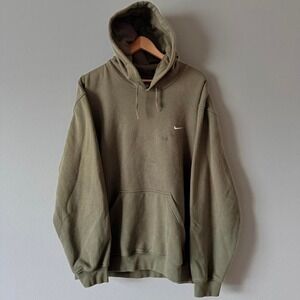 Nike Mini Swoosh Hoodie Olive Green Faded Essential Boxy Fit